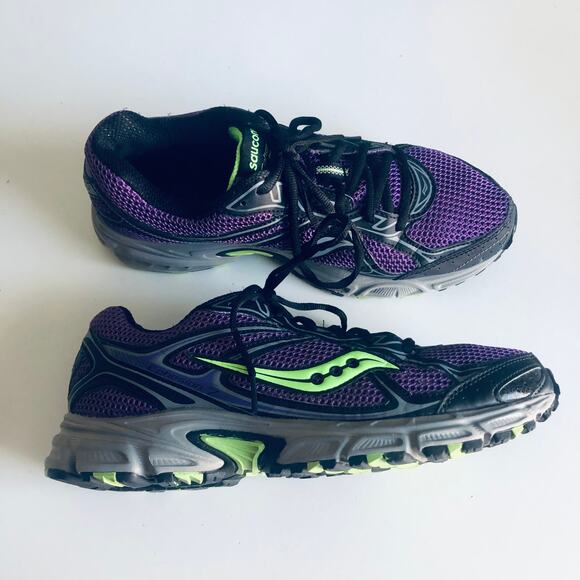 Saucony 'Cohesion 7' Women's SZ 11 Purple Sneaker Lime Green - Picture 3 of 10